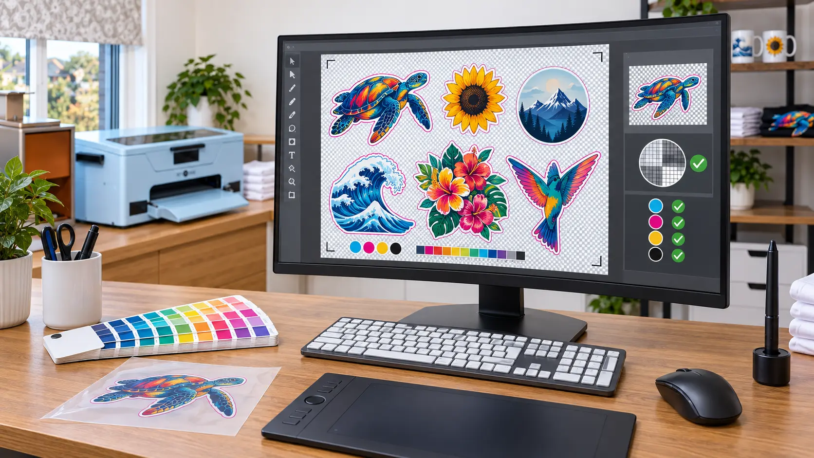 Artwork being prepared for professional DTF printing